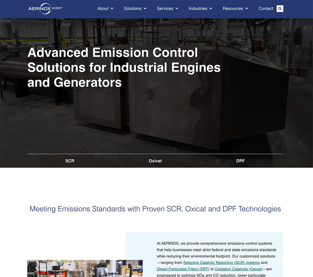 Aerinox, Inc website screenshot