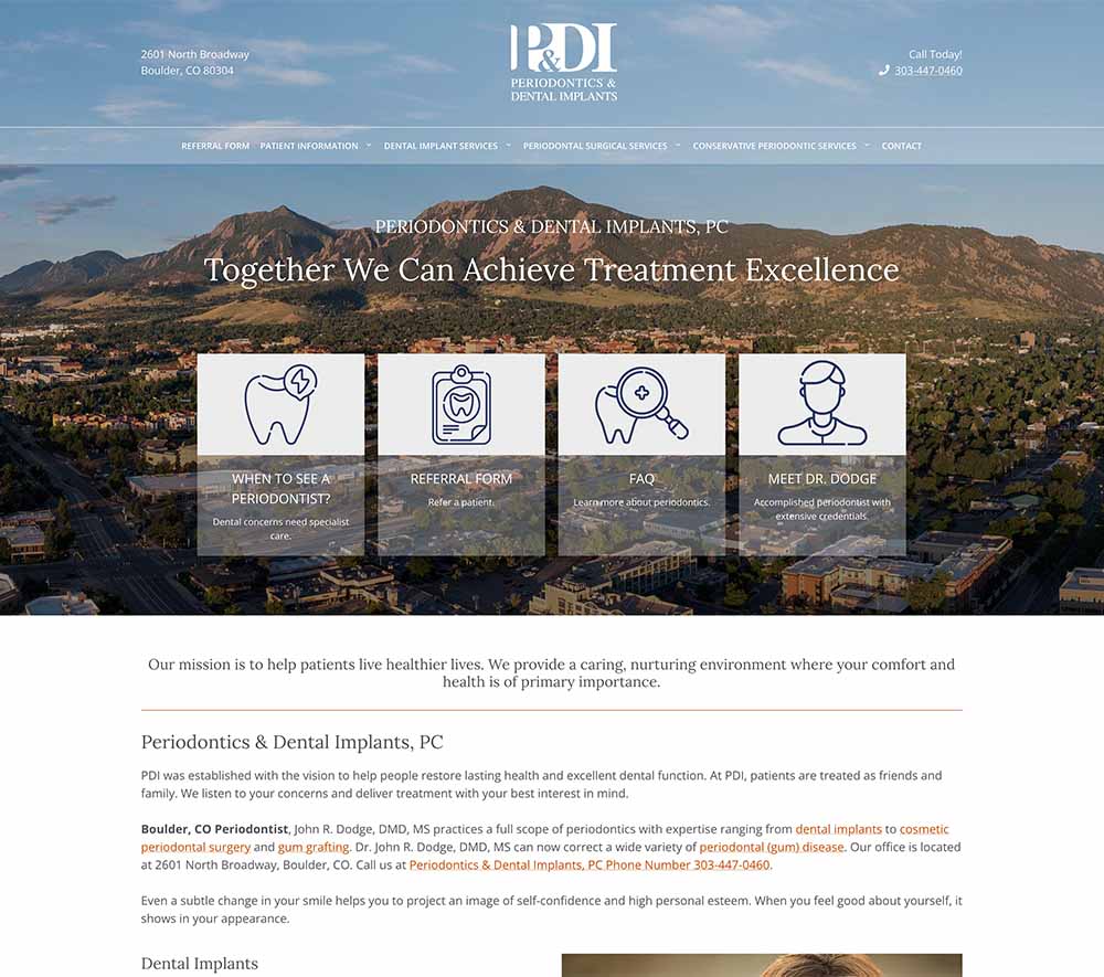 Boulder Periodontics & Dental Implants website screenshot