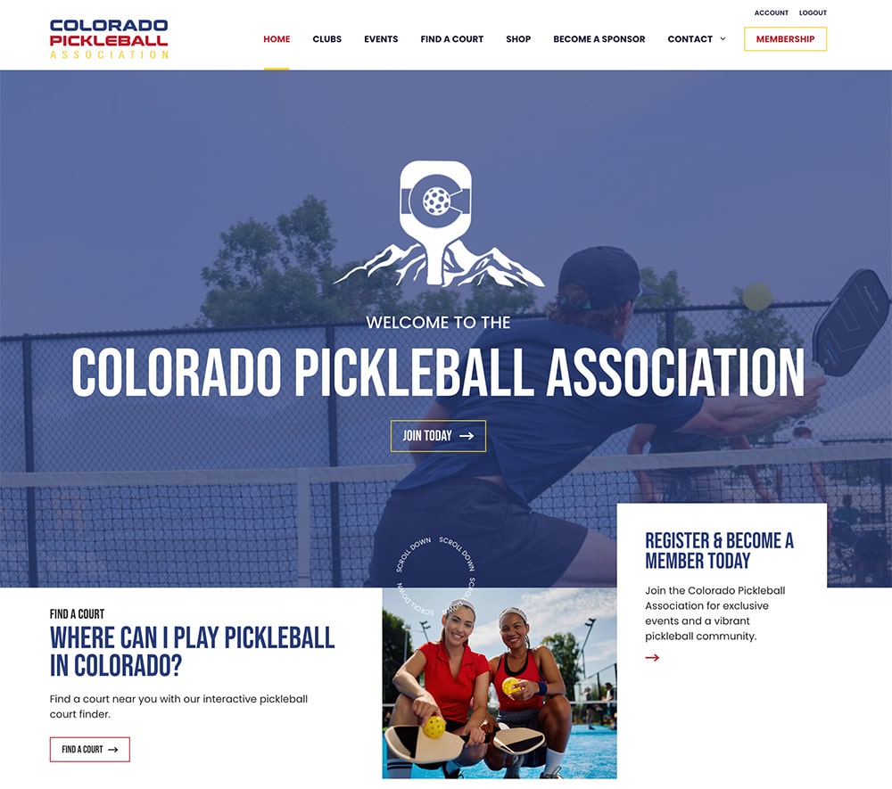 Colorado Pickleball Association website screenshot