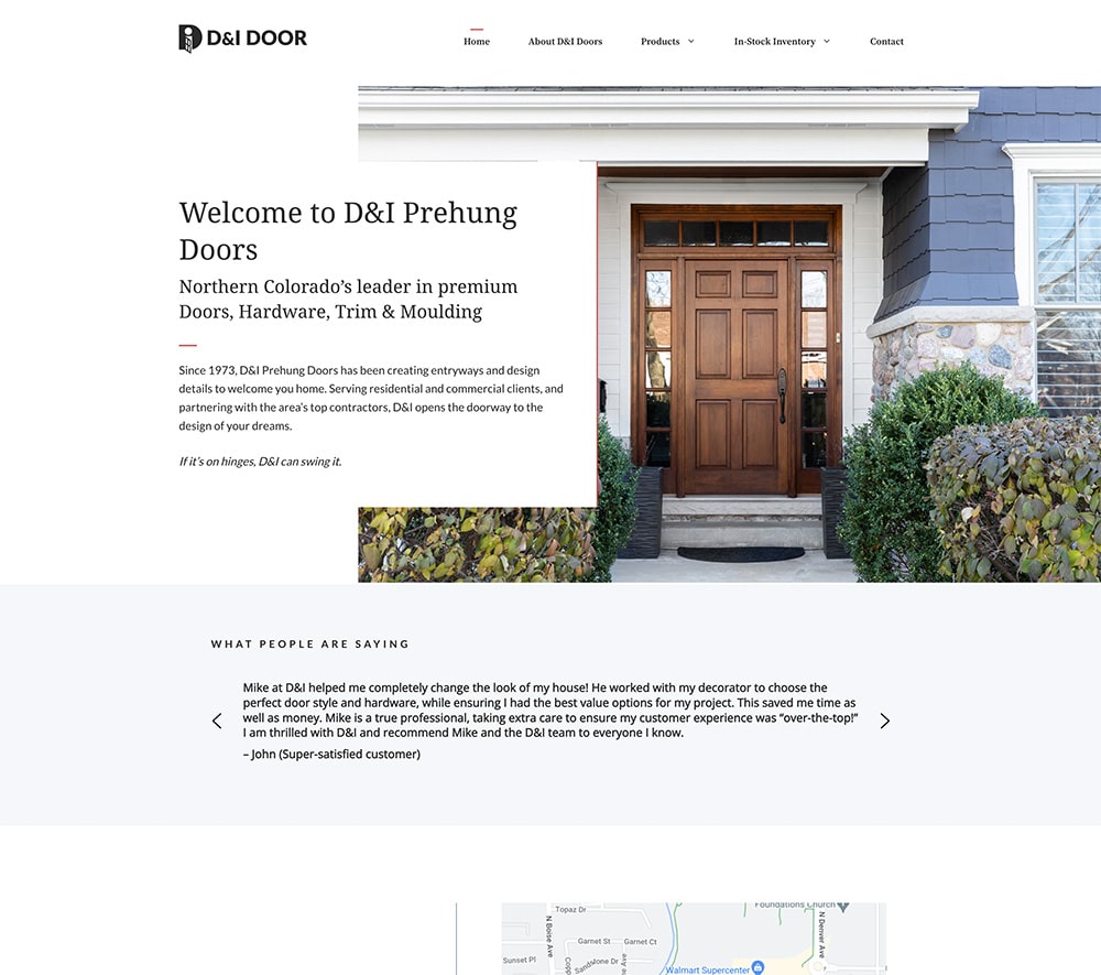 D&I Door website screenshot