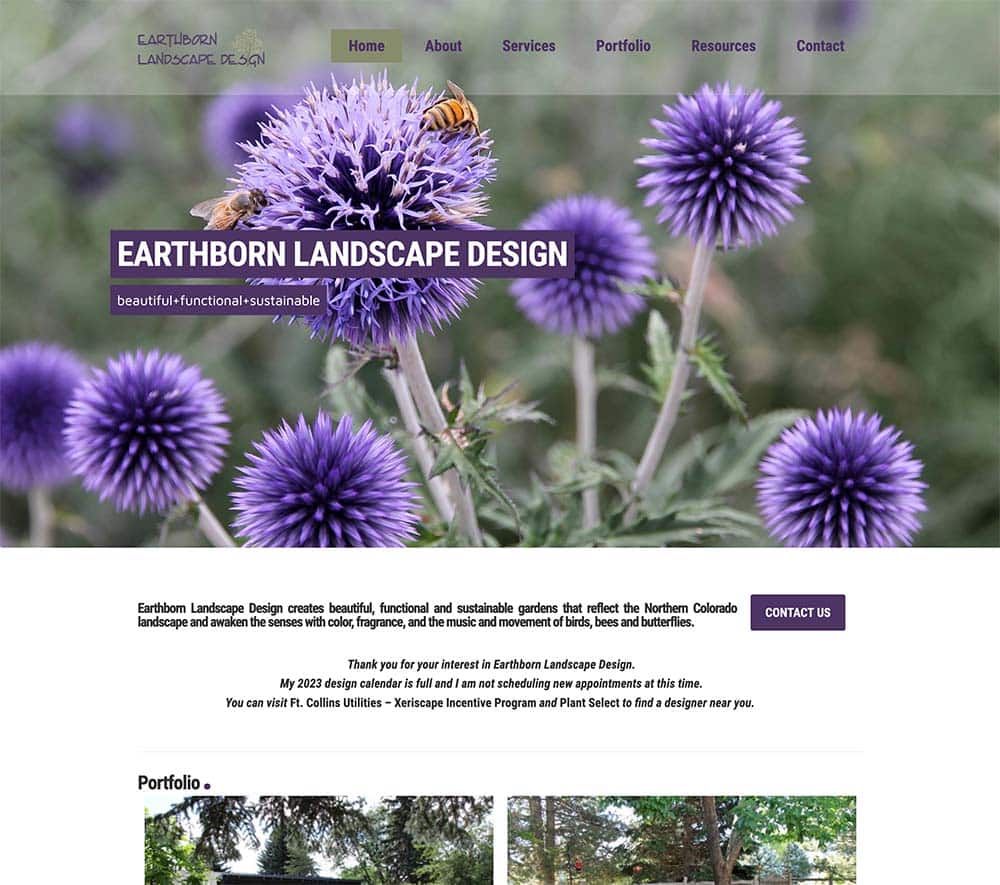 Earthborn Landscape Design website screenshot